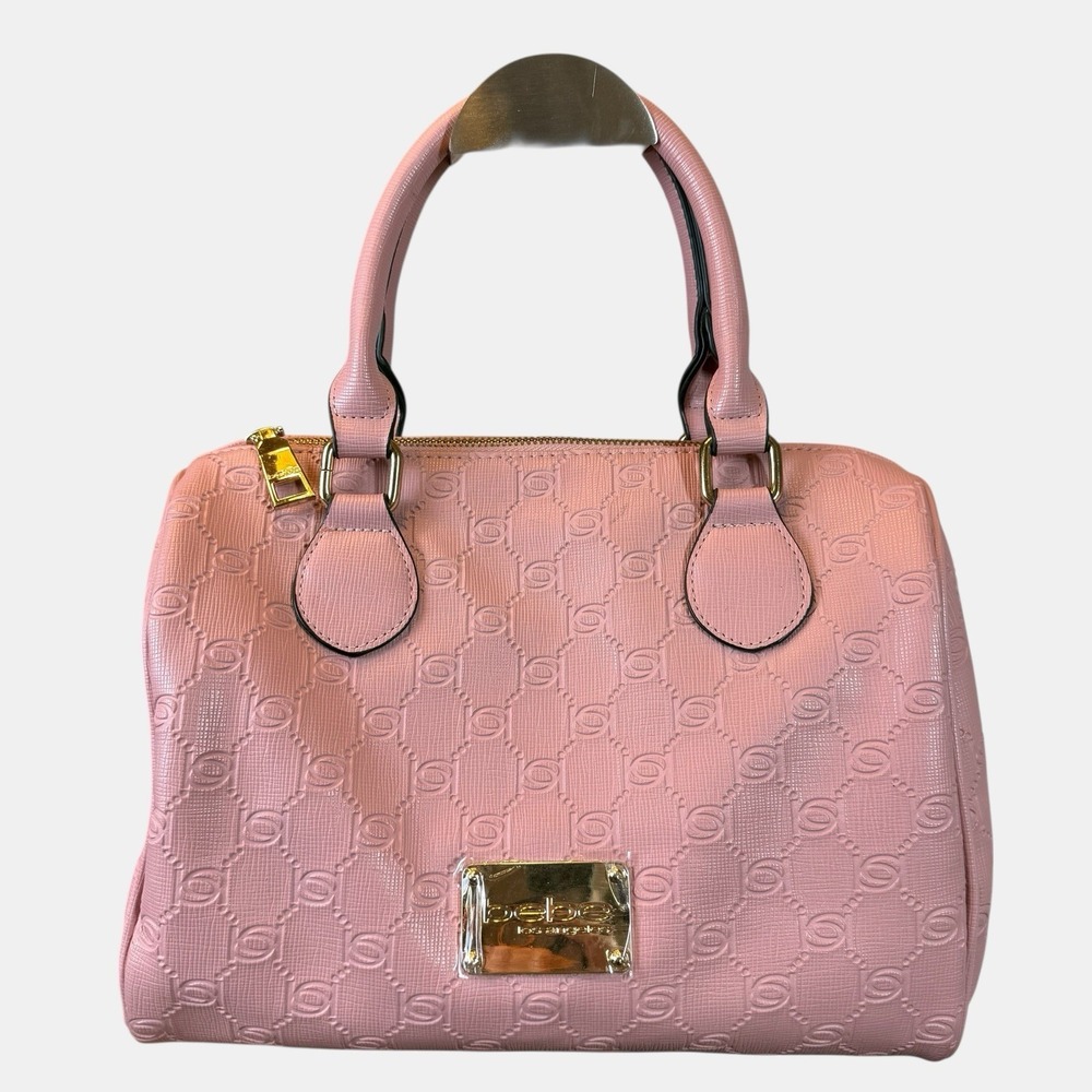 bebe Los‎ Angeles Blush Barrel Satchel Purse Embossed Logo Crossbody NWT